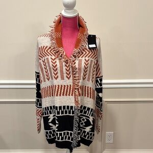 Ornella Multicolor Knit Cardigan - Orange, Black, White